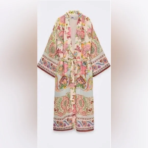 Zara Multicolor Patterned Robe - Picture 6 of 13